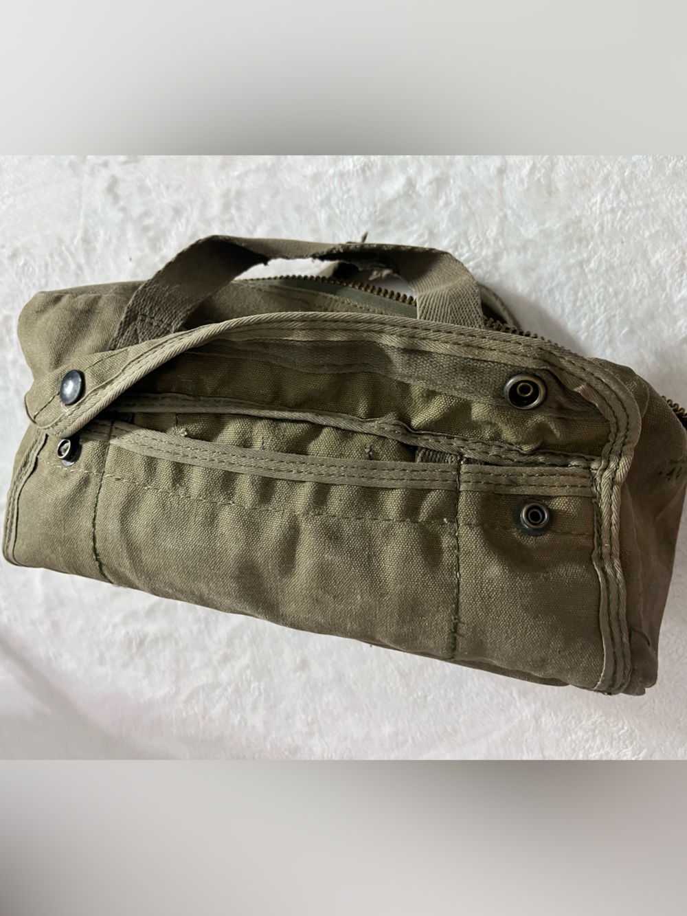 US Military Issue Small Handbag Olive Canvas Utility Tote Bag Heavy Duty Zipper